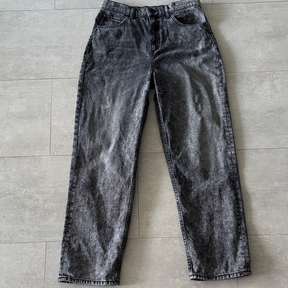Sandro grey Wash Straight Leg high waisted Jeans with stiching details